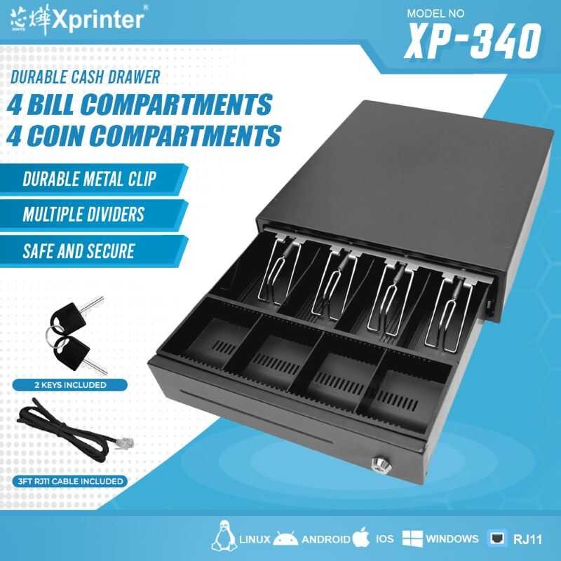 Xprinter Electric Drawer 4Bills & 4Coins Trays Manual,Automatic POS