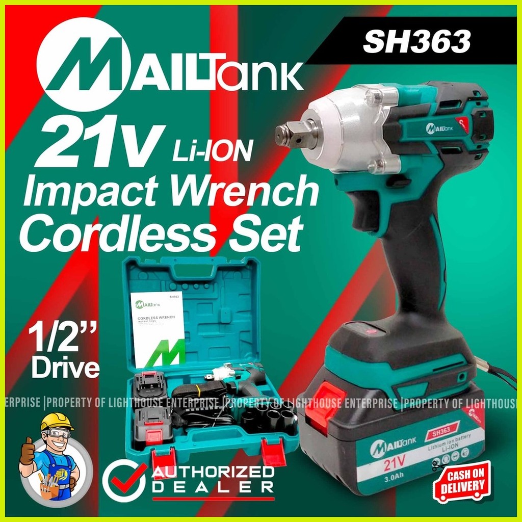 MAILTANK 21V Lithium Ion Cordless Impact Wrench SH363 SH53A LIGHTHOUSE ENTERPRISE Shopee Philippines