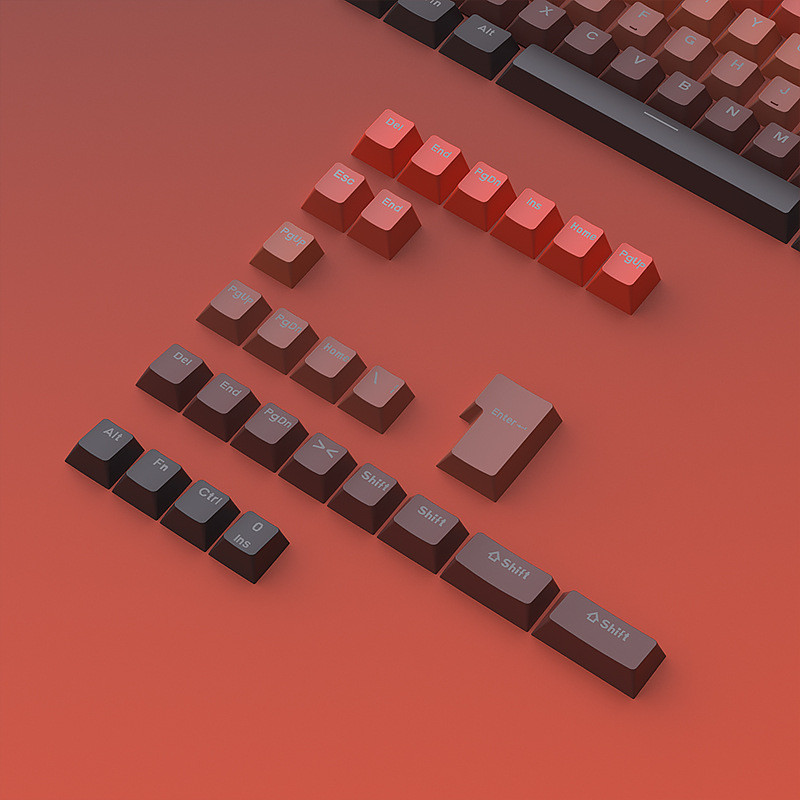 【Local Delivery】Red Black Gradient Front Carving Through Light Keycap ...
