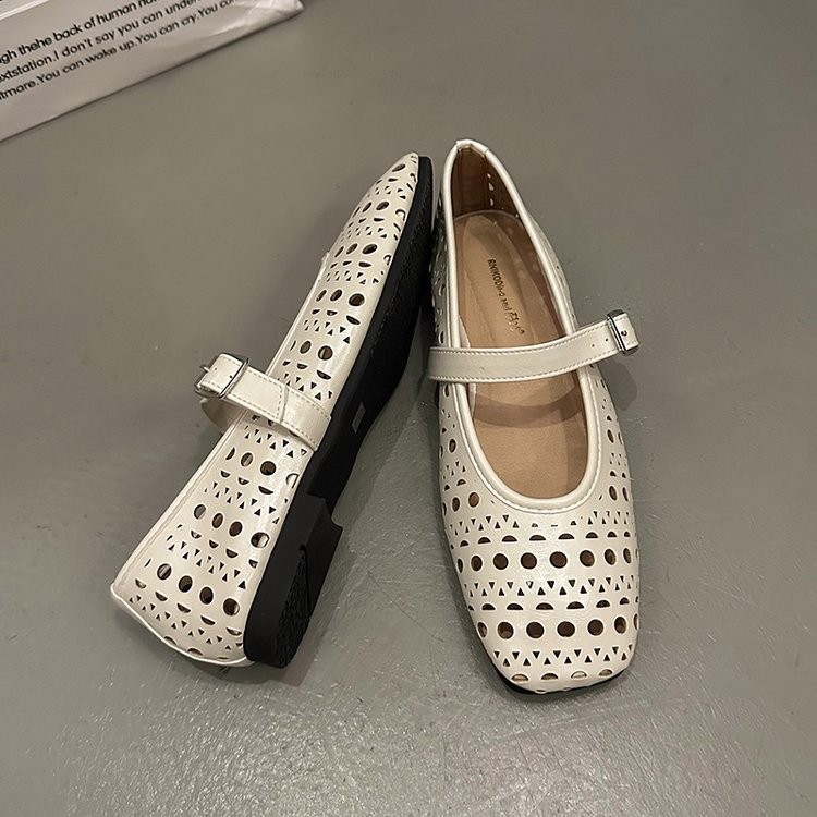 Mesh Women's Flat Shoes Round Head Rubber Buckle Shoes Shopee Philippines