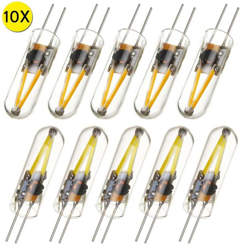 Mini 10Pcs 3W Ac/Dc 12V G4 LED Light Bulbs COB Filament Glass Cover