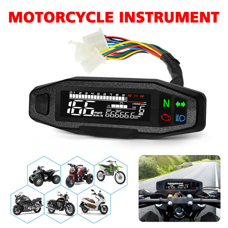 Motorcycle Speedometer Moto Dashboard Oil Gauge Tachometer Universal ...