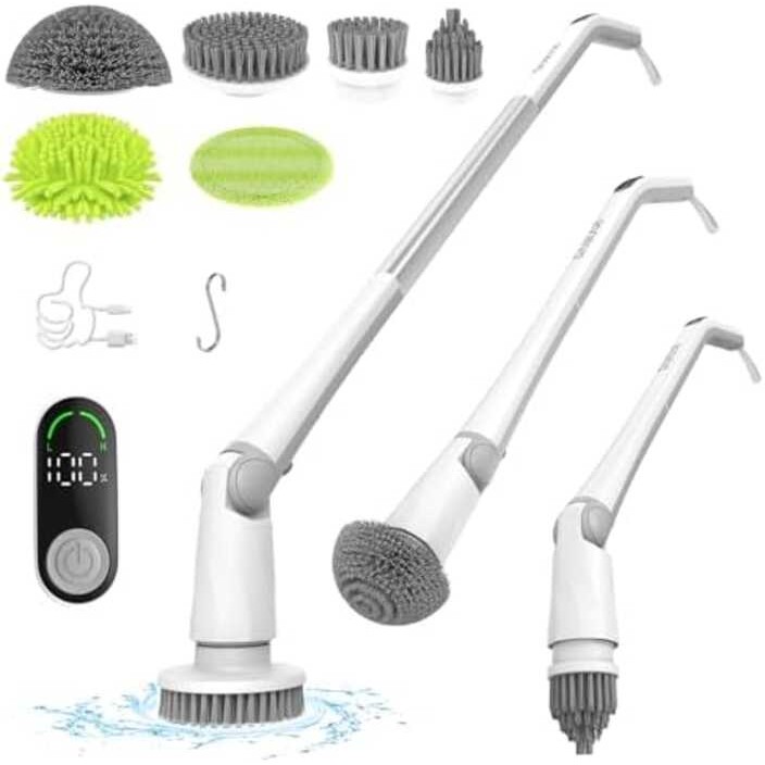 rotating brush, Electric cordless bathtub and tile brush, 6 replacement