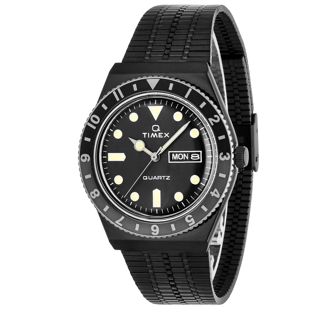 TIMEX watch Q TIMEX Black dial stainless steel acrylic quartz Japanese ...