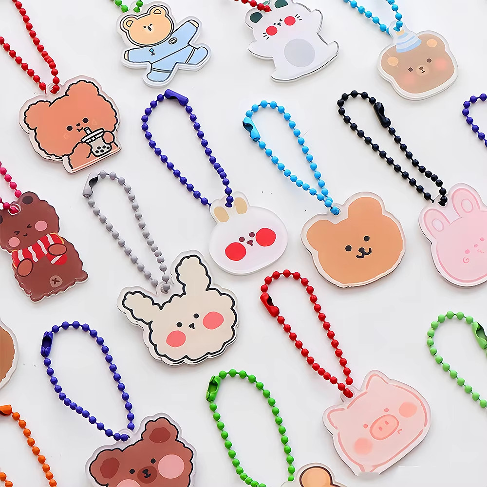 50pcs/Bag DIY Ball Bead Chains Color Key Chain Handmade Dolls Label ...