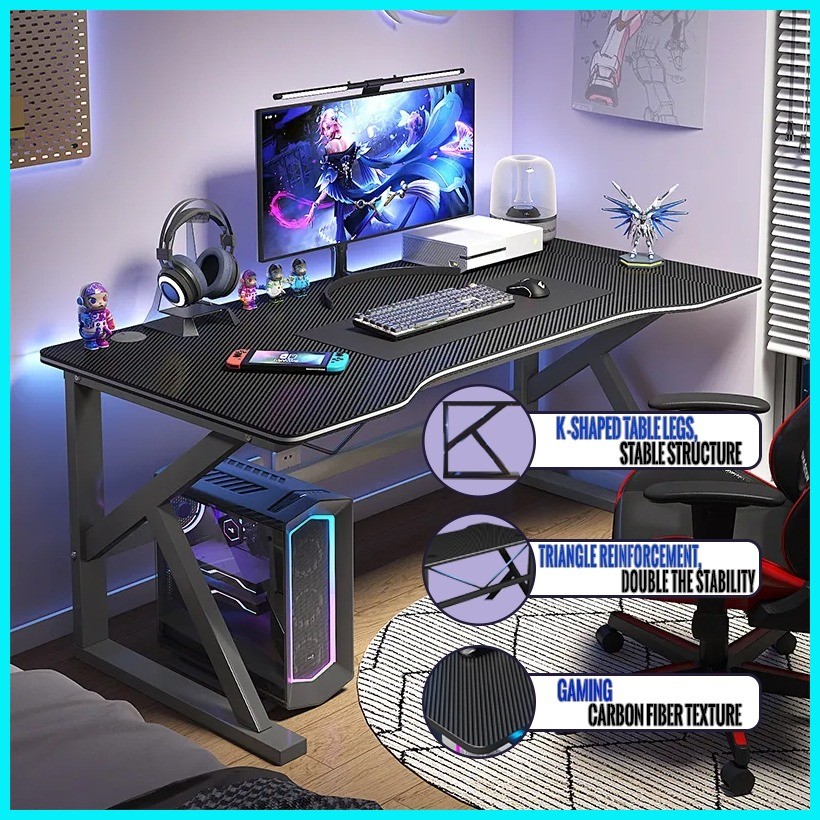 100/120/140CM Carbon Fiber Texture Computer Table Gaming Table Pc ...