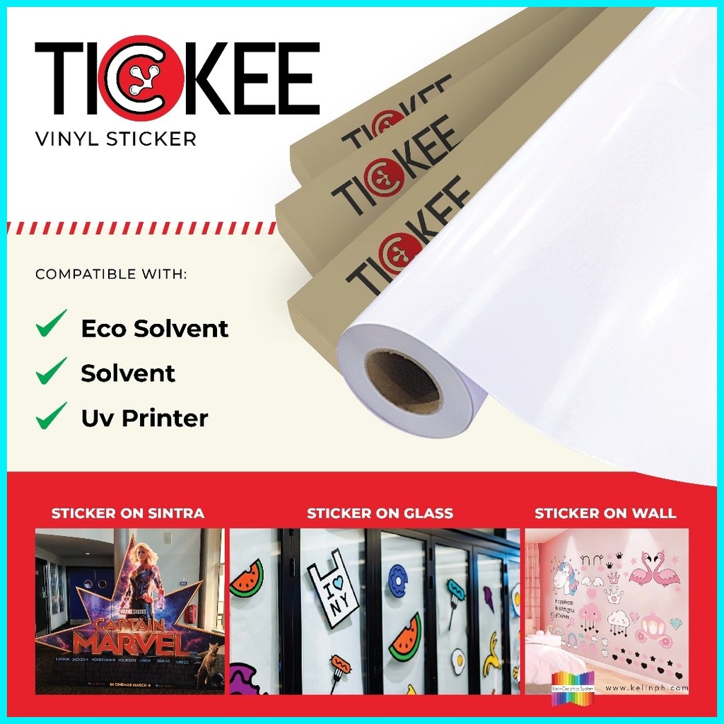 KGS TICKEE TK80 Waterproof Vinyl Sticker Glossy 164ft x 4.5ft for ...