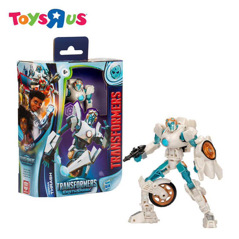 Transformers EarthSpark Deluxe Class - Action Figure Thrash Terrestre, Convertibile In Moto (22 Passaggi), 12,5 Cm