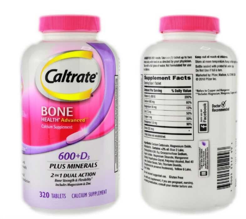 Bone Usaonhand Health Caltrate Advanced 600+D3 Plus Minerals Calcium 2 ...