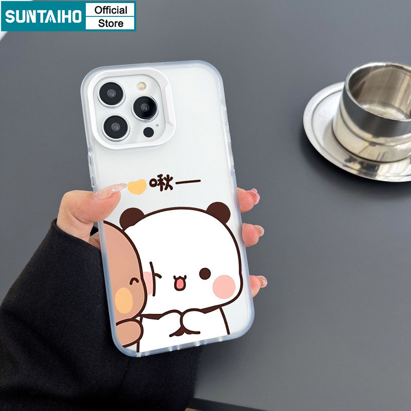Suntaiho Funny Casing Bear Couple Pattern Clear Frosted Case for Iphone ...