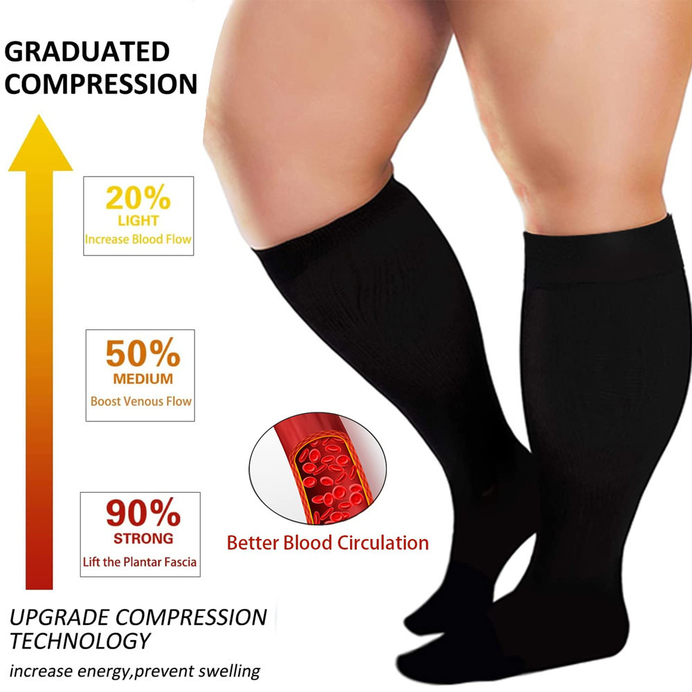 1Pair Plus Size 2XL-7XL Athletics Compression Sleeves Leg Calf Men ...