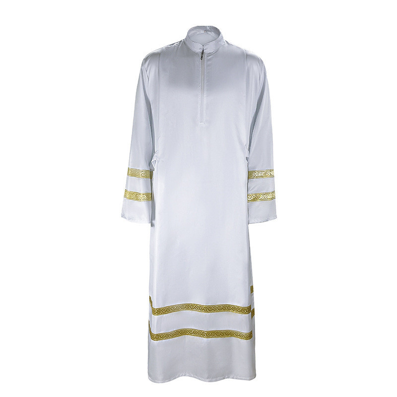 White Pastor Costume Medieval Mission Robe Priests Cosplay Outfit ...