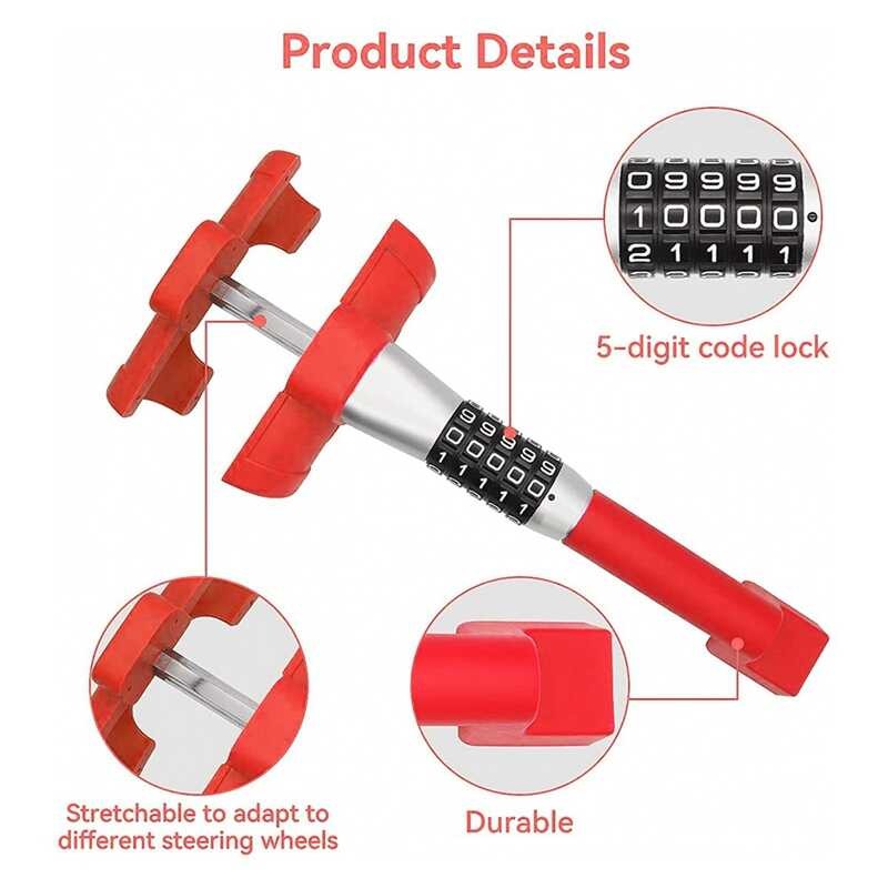 Car TShaped Steering Wheel Hook Retractable AntiTheft Combination