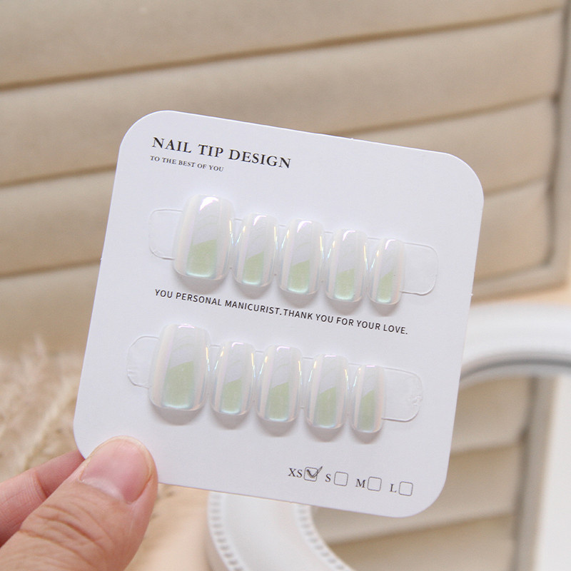 Cat's Eye Fake Nails with Glue XS/S/M Size Short Medium Nail Art 10 Pcs