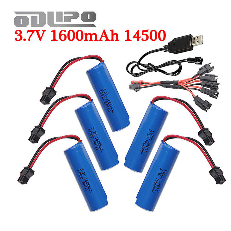 ZYGY 2PCS 3.7V 1600mah Batterie Li-ION avec Prise SM-2P avec 2PCS Câble de Charge USB pour 9962 8837 RC Jouets Voiture Batterie pour Voiture