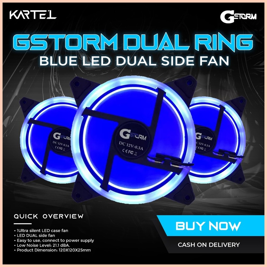 G STORM Dual Ring ICE BLUE LED Fan 120mm PC CPU Computer Case Cooling ...