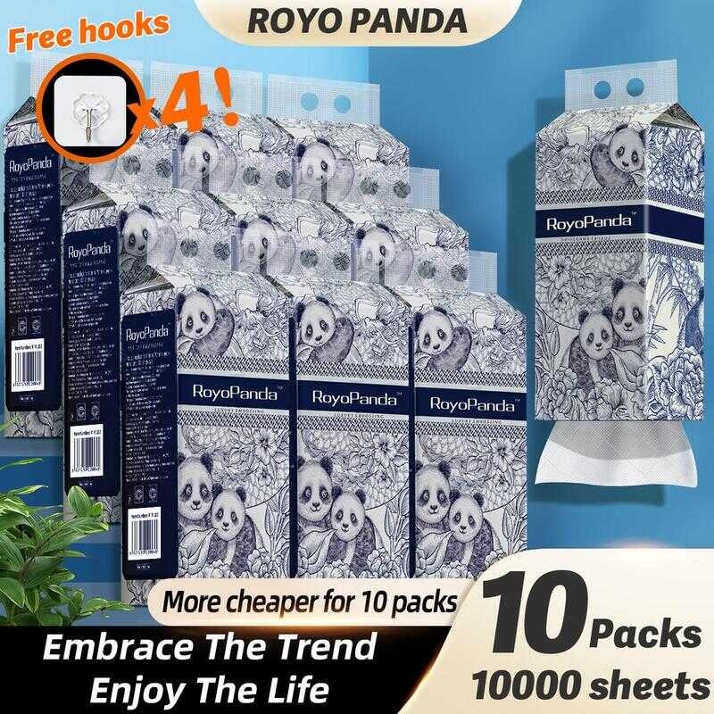 【10Pcs】Royo PANDA Hanging Pull-Out Tissues, Diamond Embossed Craft ...