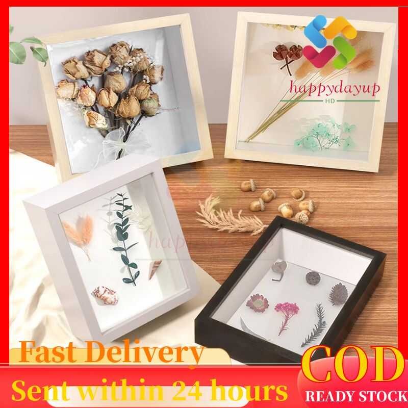 Shadow Box Picture Frame - Deep Wood & Glass Display Case Ready To Hang ...
