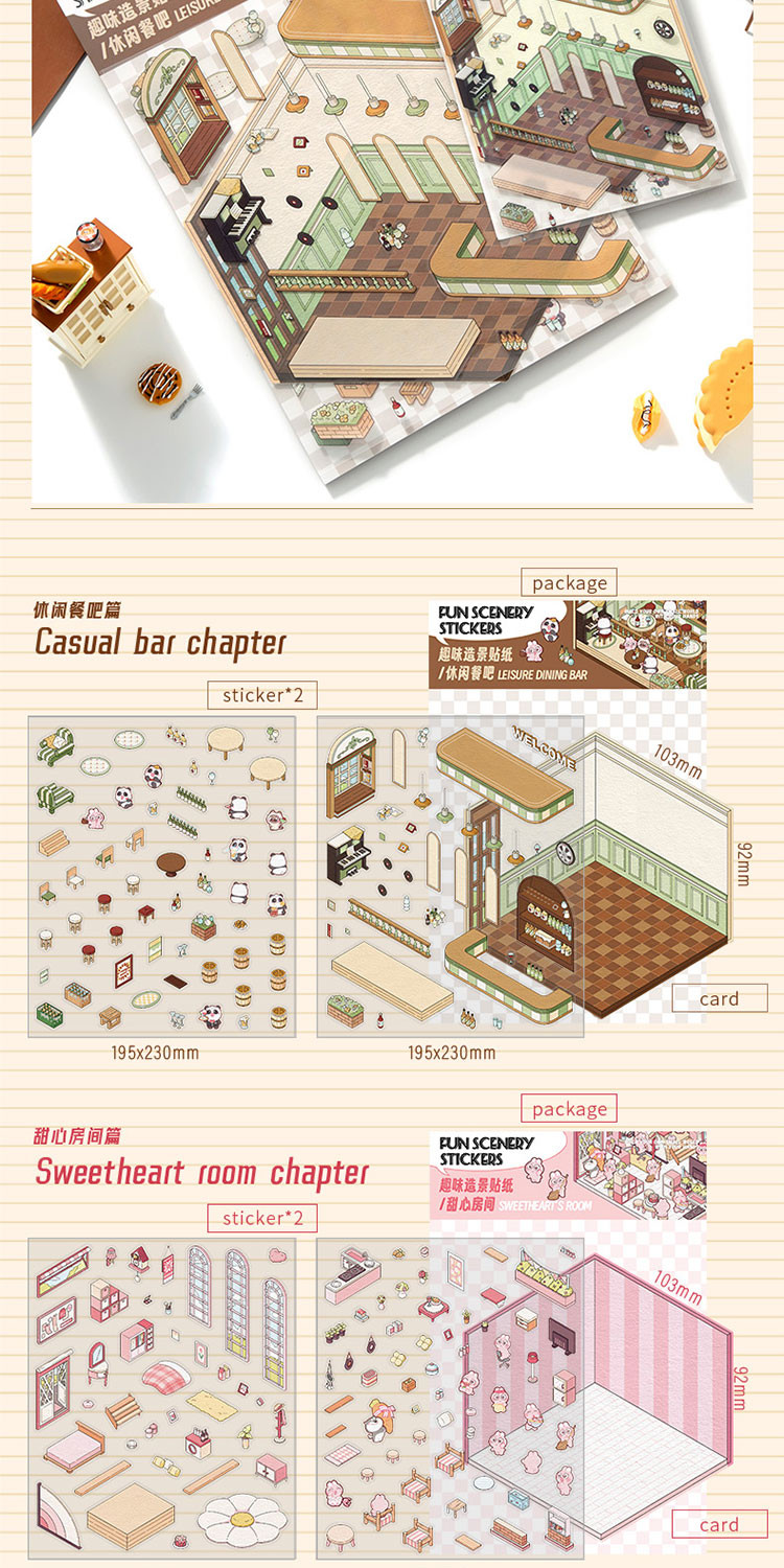 ENWEI 3 Pcs [SUPER BIG Series] Storage Landscape Stickers Waterproof