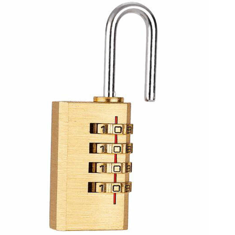 4 Digits Number Mini Padlock Code Pure Cooper Brass Combination