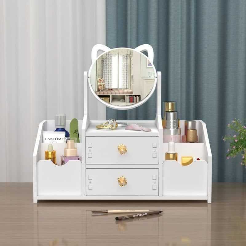Table Desk Rack Desktop Vanity Makeup Organizer With Mirror Jewelry ...
