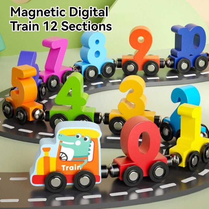 Kairui19 Magnetic Wooden Train Digital Toys Puzzle Children's Learning ...