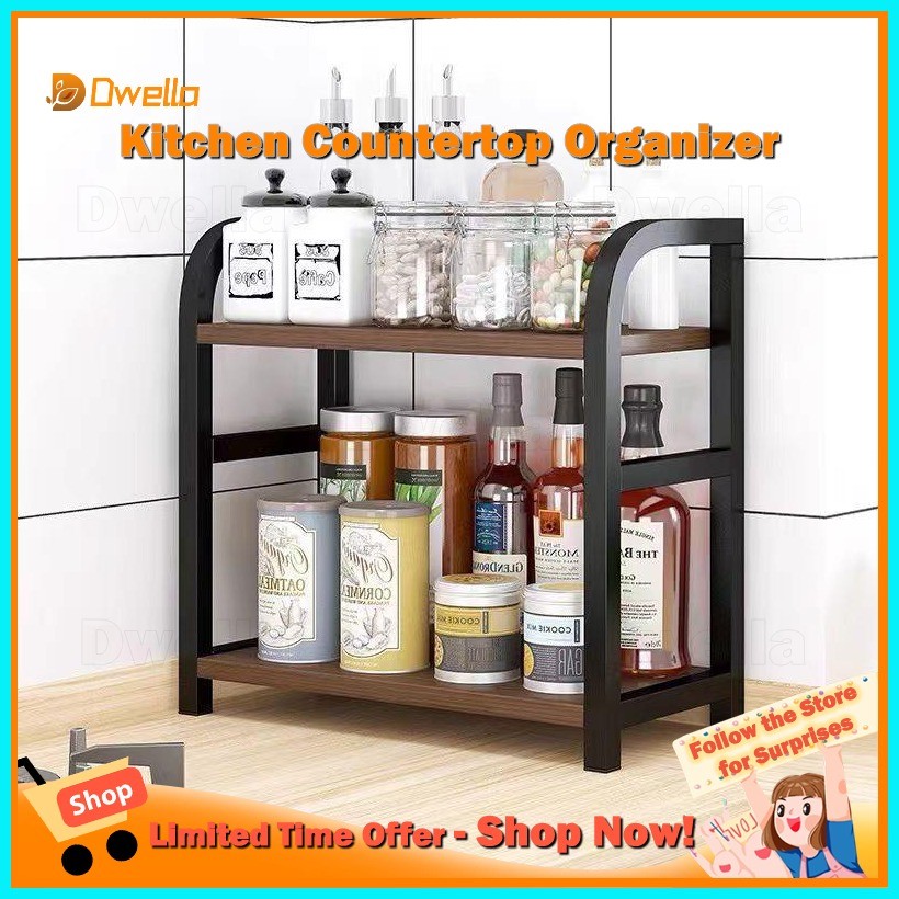 Double Layer Spice Racks Kitchen Countertop Spices Organizer Stable ...