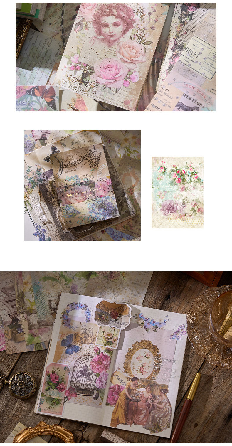 Journamm 100pcs/pack Vintage Scrapbook Paper DIY Scrapbooking Collage ...