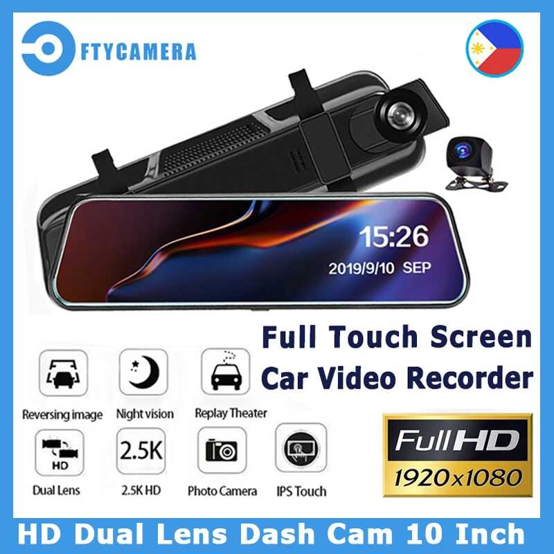 5.18 Full Hd Touch Screen Dual-lens Rearview Mirror Dvr Camera main image 0