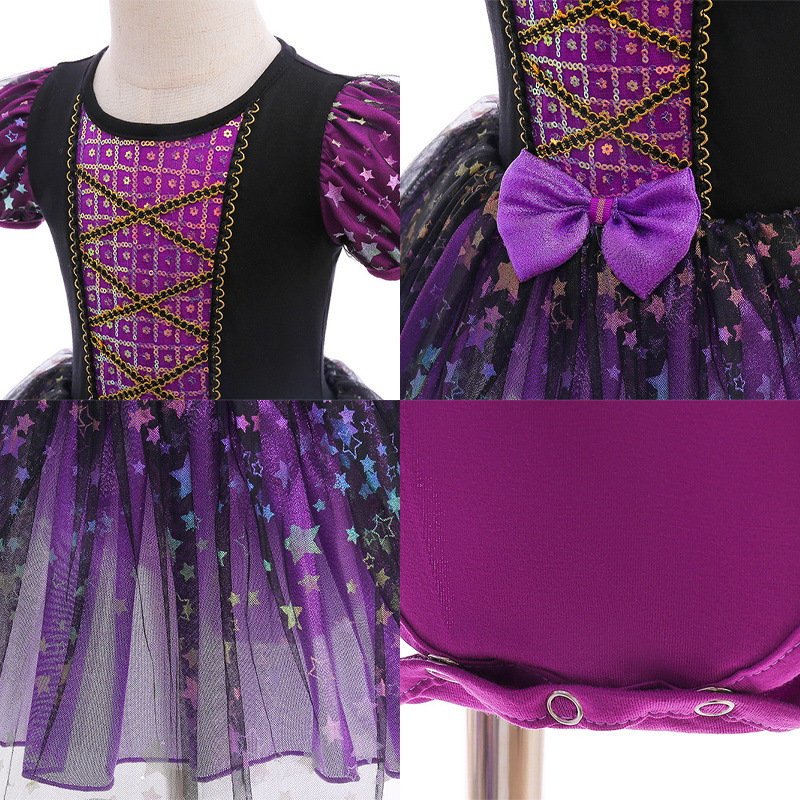 Little Witch Kuromi Black Purple Dress For Kids Girl Sequined Princess
