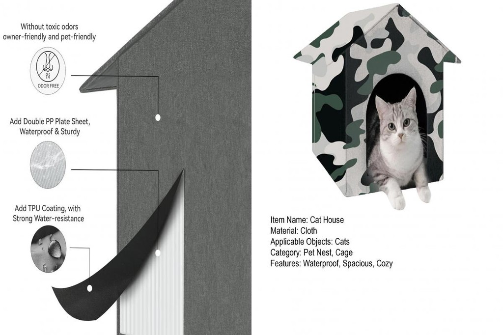 Easytoassemble Cat Shelter Cat House Waterproof Outdoor Waterproof