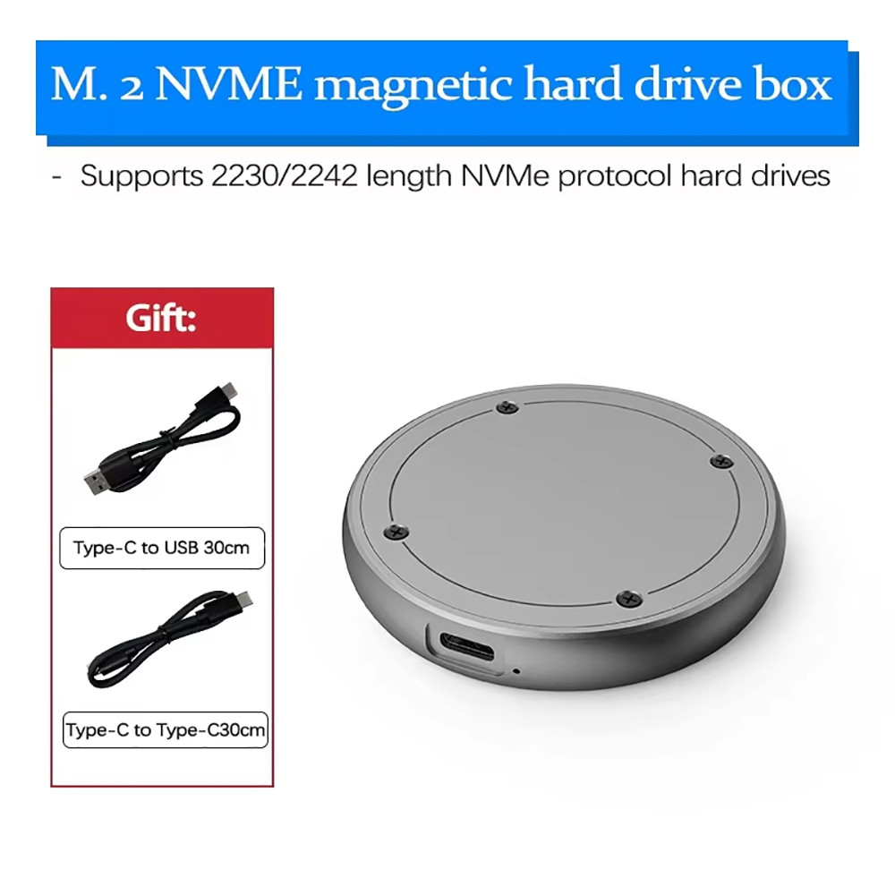 Boîtier SSD Externe M.2 NVMe Magnétique 4 To - Compatible IPhone 15 Pro Max ProRes, MacBook, IPad, Android, USB-C 3.2 Gen2