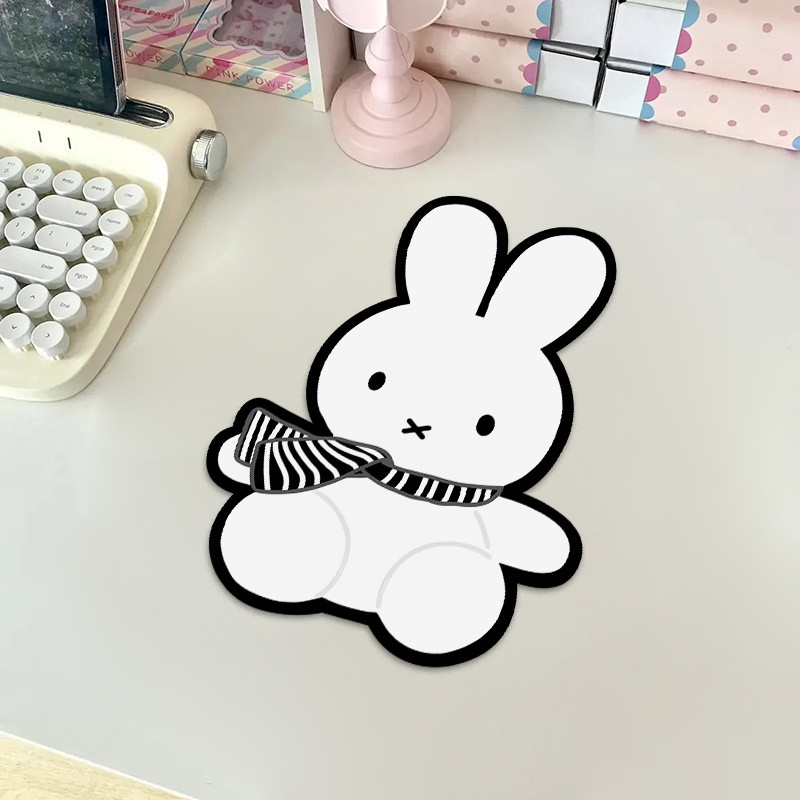 Cute Miffy Rabbit Mouse Pad Small Special-Shaped Desk Coaster Portable ...