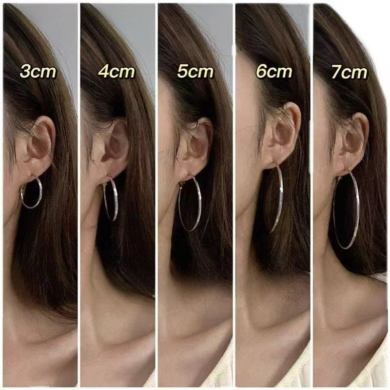 3/4/5/6/7cm Silver Circle Earring Buckle Ear Studs Fashion Accessory ...