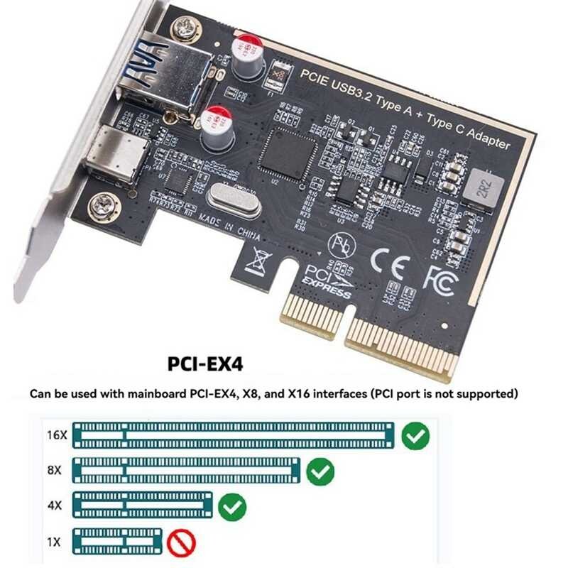 PCIE USB 3.2 Gen2 + Type C 10G Adapter PCI Express X4 Expansion Card ...