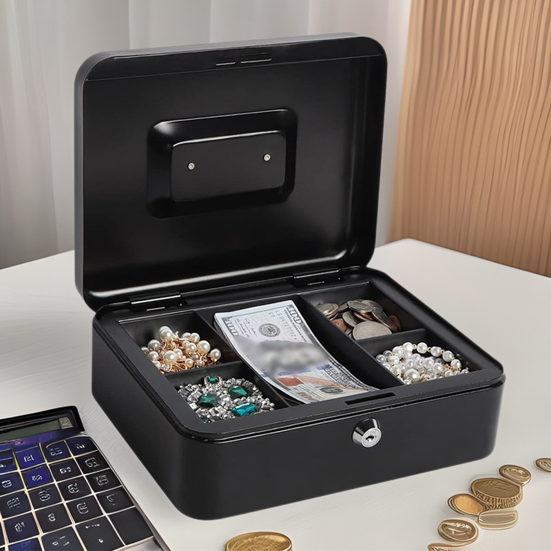 Cash Box Coin Cash Box Portable Steel Small Lockable Cash Coin Money ...