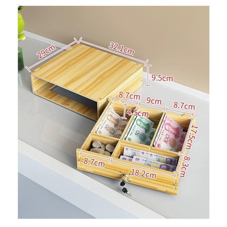 Cashier cash box with lock money organizer box Financial Office Desktop ...