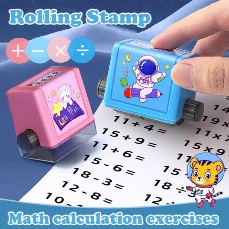 Math Roller Stamp Add Subtract Multiply Divide Kids Alculation Practice ...
