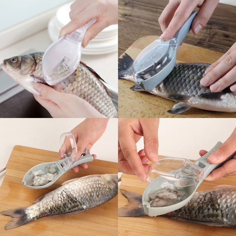 Fish Scale Grater with Cover Manual Fish Scale Removal Scraper with ...
