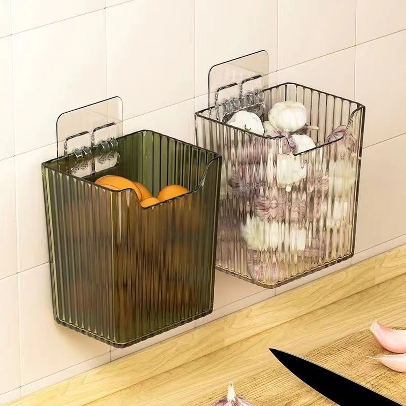 Kitchen Organizer Ginger Garlic Storage Box Wall Hanging Free Punch ...