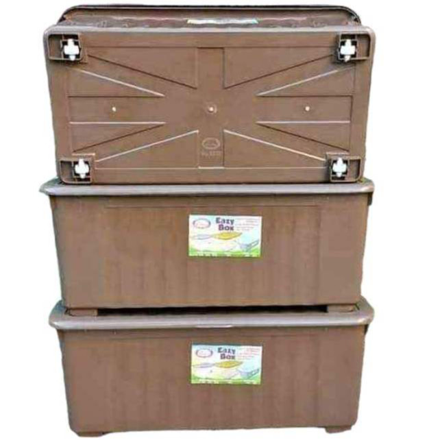 UNDER BED BOX 60 LITERS BROWN EASY BOX STORAGE BOX WITH 4 WHEELS (N0 ...
