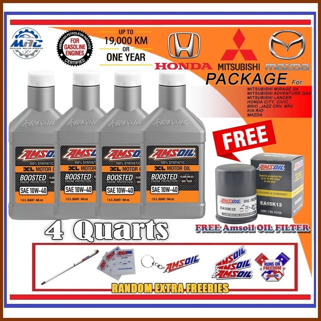 ⊙ AMSOIL XL Motor Oil 10W40 100 Synthetic Gas Motor Oil 4 quarts with