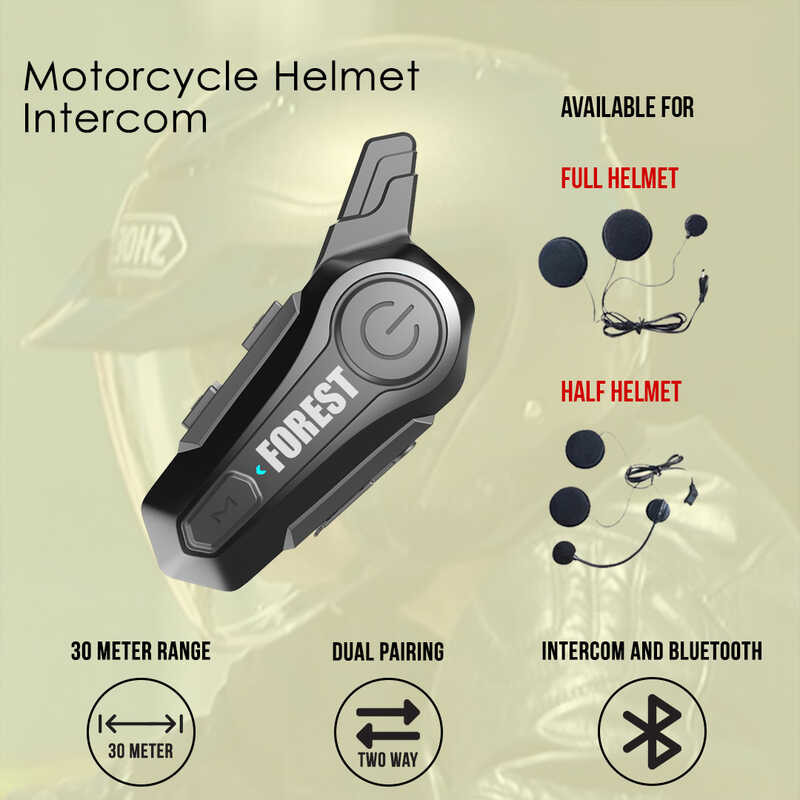 Intercom Forest Upgraded Helmet Intercom Motorcycle Wireless Helmet ...