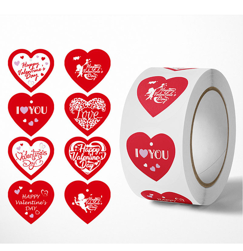 500pcs/roll Valentine's Day Stickers 2.5cmLove/Birthday/Thank You ...