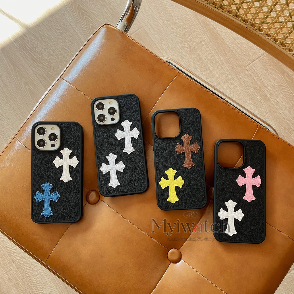3D trendy blocking cross leather case For iPhone 16 15 14 13 12 11 Pro