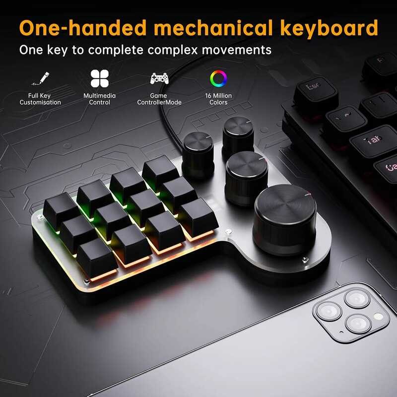 Keys ⭐Aaaaa 12 4 Knobs Nical Gaming Keyboard USB Wired/Bluetooth ...