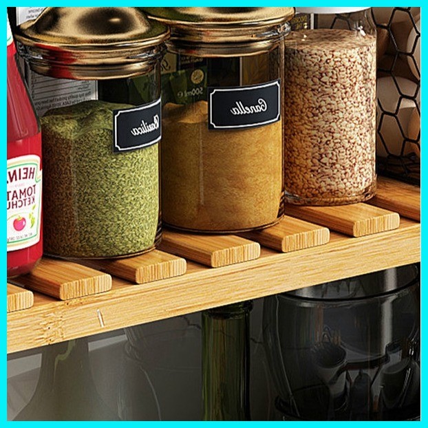 Vimi Bamboo Spice Rack Kitchen Organizer Condiments Organizer Tabletop ...