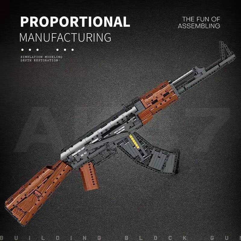 005 Reobrix Ak-47 Assault Rifle Model Military Weapon Series DIY Small ...