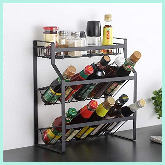 Home Kitchen Seasoning Rack Stainless Steel Oblique Spice Storage Rack ...
