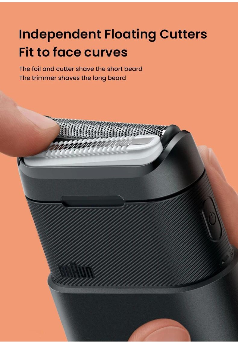 Braun X Series M1012 Mini Shaver For Men WetDry Dual Use Washable